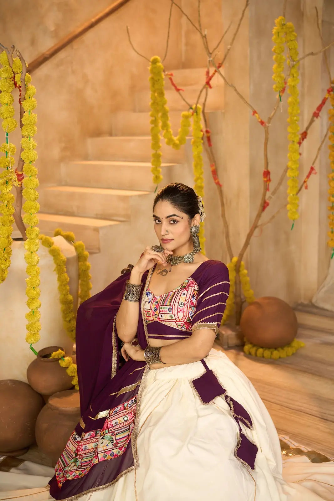 Navratri Special Ethnic Lehenga Set for Women Dandiya Look