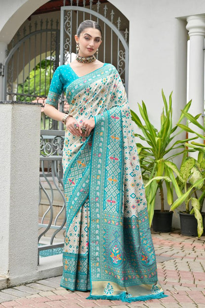 Sea Green Color Beautiful Woven Designer Partywear Saree