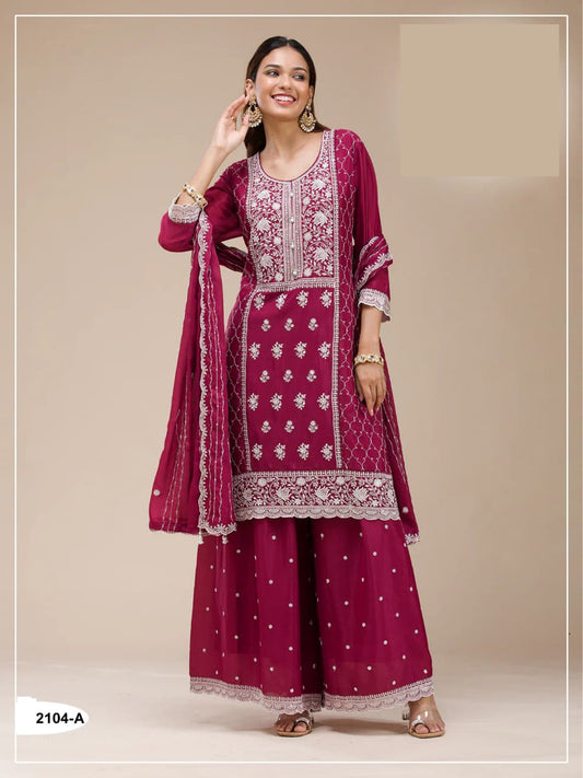 Crush Georgette Semi Stitched Wedding Suits
