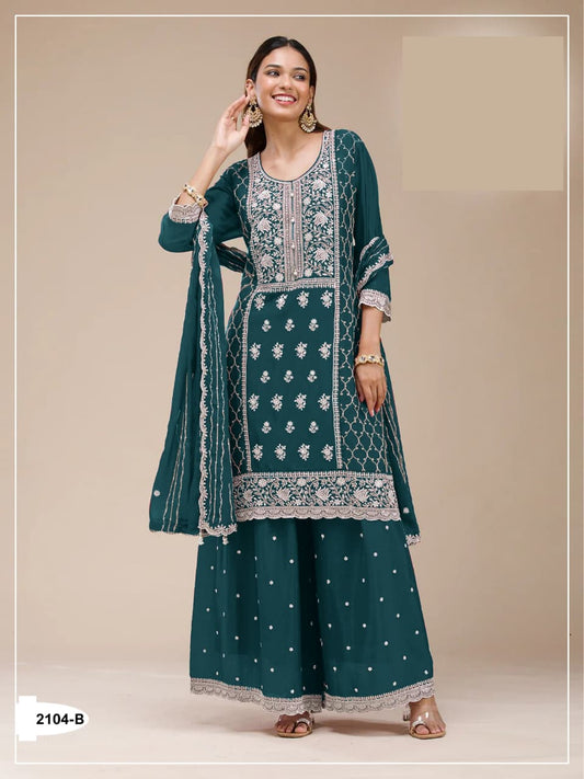 Crush Georgette Semi Stitched Wedding Suits