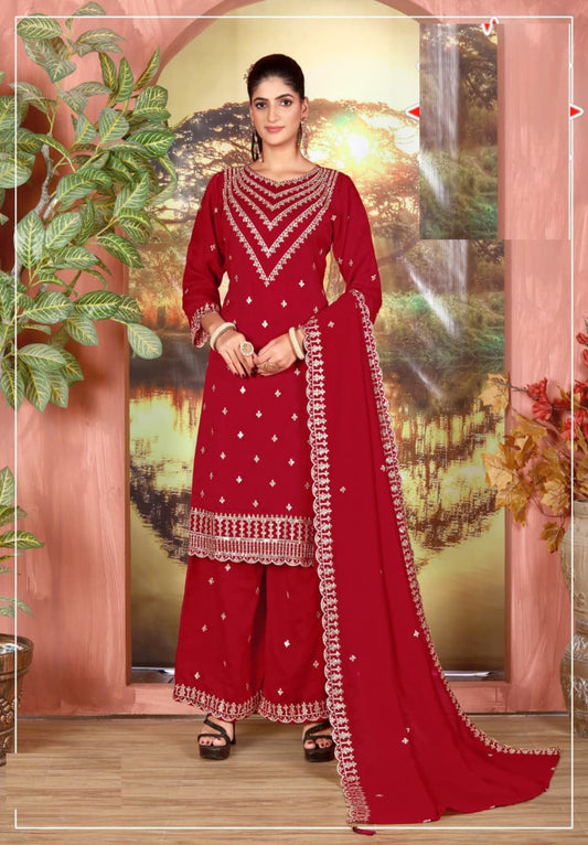 Silk Wedding Semi Stitched Palazzo Set
