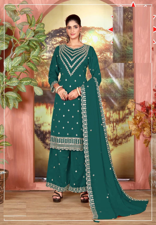 Silk Wedding Semi Stitched Palazzo Set