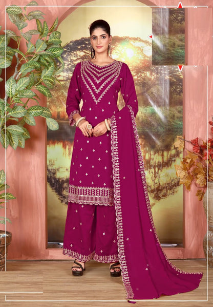 Silk Wedding Semi Stitched Palazzo Set