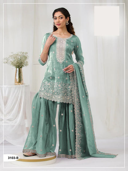Crush Georgette Semi Stitched Wedding Suits