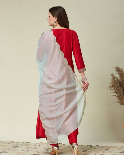 Pink Color Vichitra Fabric Beautiful Partywear Dress For Girls