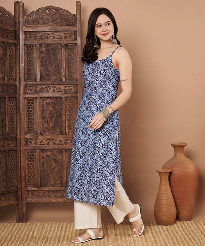 Blue Color Cotton Fabric Designer Printed Stylish Formal Kurta (B)