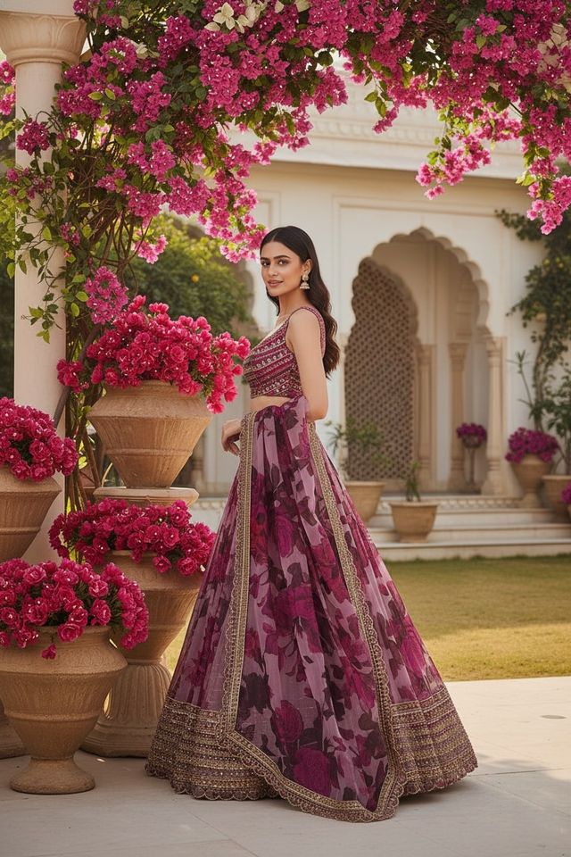 Turquoise Designer Lehenga with Dupatta – Indian Ethnic Wear HKV-003550 PINK