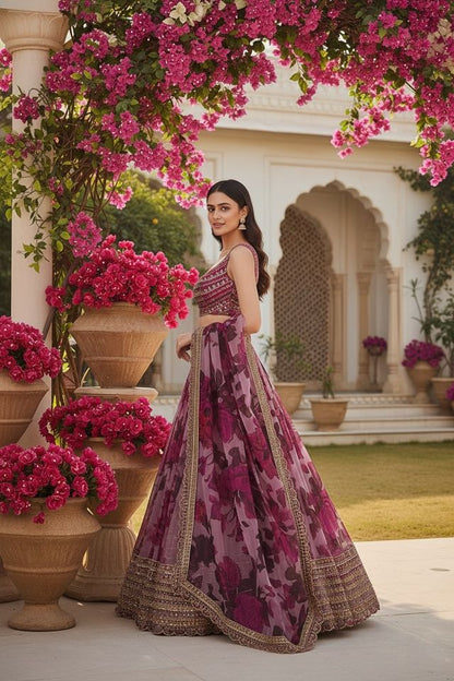 Turquoise Designer Lehenga with Dupatta – Indian Ethnic Wear HKV-003550 PINK