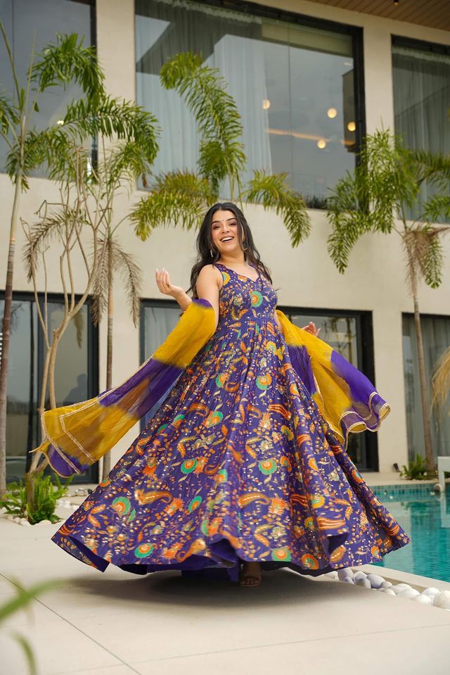 Festive gown collection with dupatta  Purple