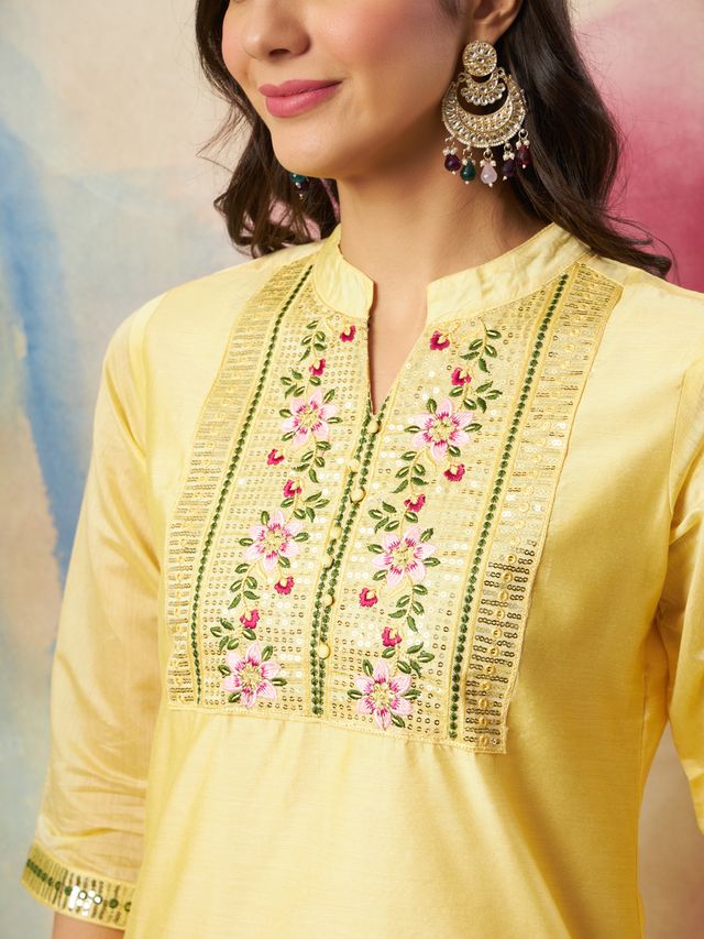 Yellow Color Chanderi Modal Ethnic Fancy Partywear Suit With Classy Looks