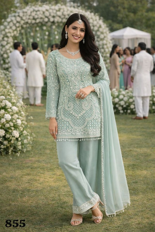 Light Blue Georgette Semi Stitched Suits