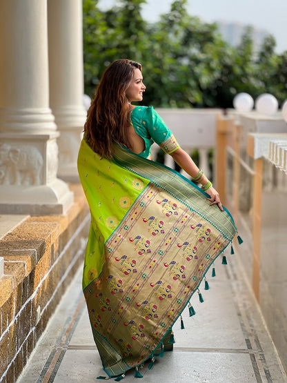 Perrot Soft Paithani Silk Meenakari Weaving Saree With Unstitched Blouse