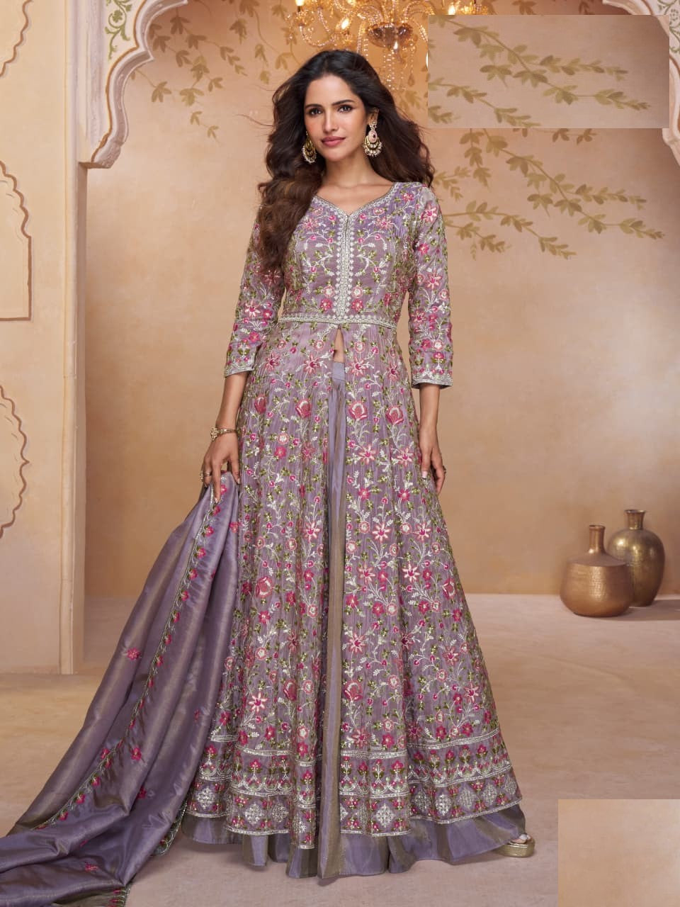 Heavy Simmer Silk Lehenga With Top And Dupatta Set
