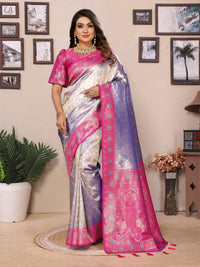 Purple Banarasi Tissue Silk Saree With Weaving Work