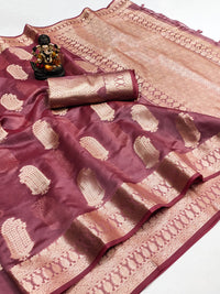 Pink Weaving Soft Organza Saree With Blouse