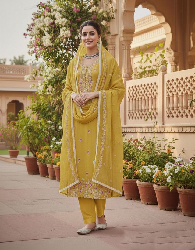 Cotton Fabric Embroidered Ethnic Salwar Suit