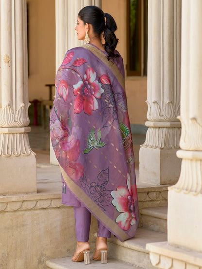 Lavender Color Silk Blend Fabric Designer Embroidery Work Sophisticated Girlie Salwar Kameez