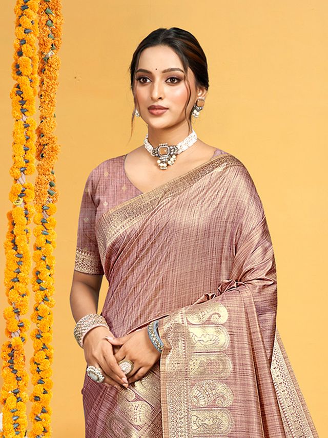 Mauve color Beautiful Assam Silk Fabric Saree Woven Designer Saree