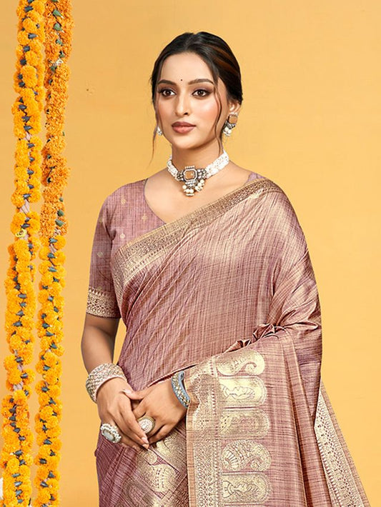 Mauve color Beautiful Assam Silk Fabric Saree Woven Designer Saree