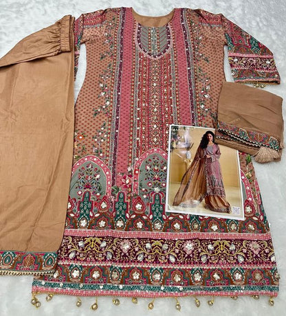 Pink Heavy Crepe Digital Print Full Stitched Palazzo Suits