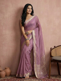 Purple Color Blended Cotton Woven Designer Ceremonial Sober Looks Saree