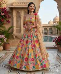 Turquoise Designer Lehenga with Dupatta – Indian Ethnic Wear HKV-003420 MULTI COLOR