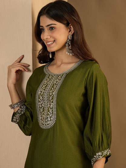 Mahendi Color Trendy Formal Looking Classy Ethnic Kurta For Girl