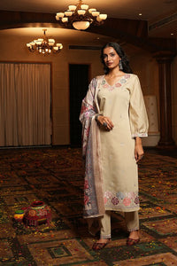 Cream Color Beautiful Cotton Silk Fabric Ceremonial Salwar Suit