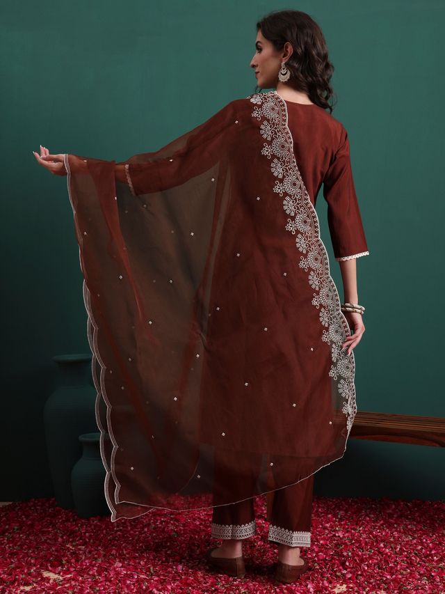Coffee Color Beautiful Ethnic Suit For Classy Trendy Girl