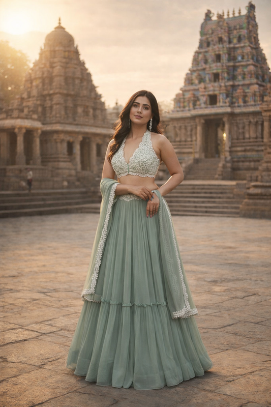 Festive  Designer Lehenga Choli Set for Women HKV-0015050 SEA GREEN