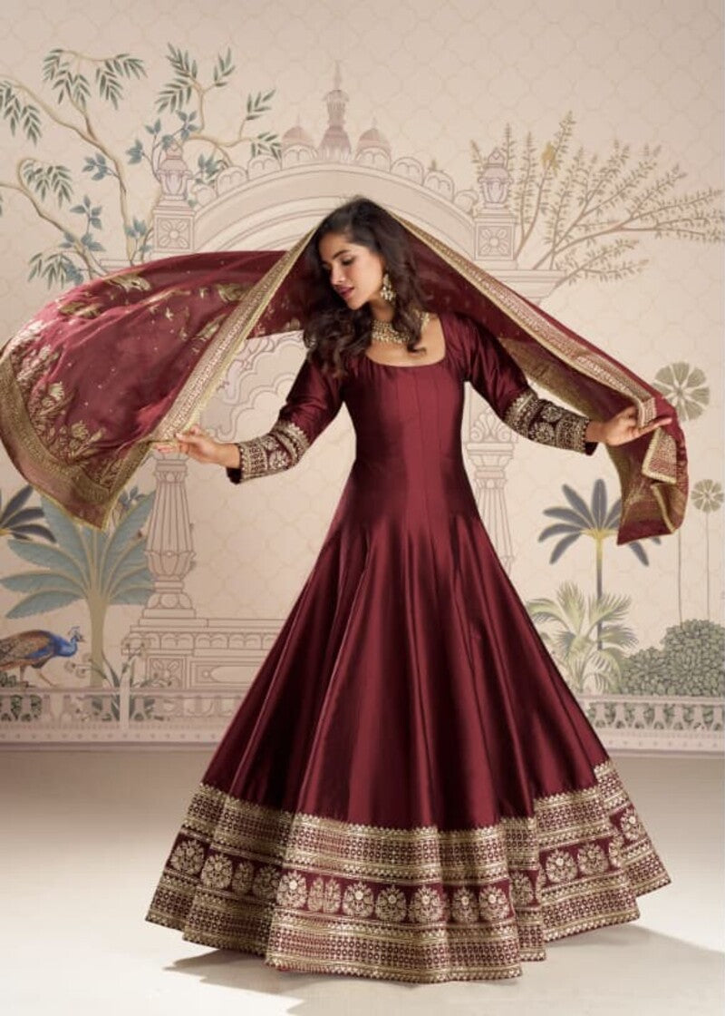 Heavy Silk Anarkali Wedding Full Stitched Gowns