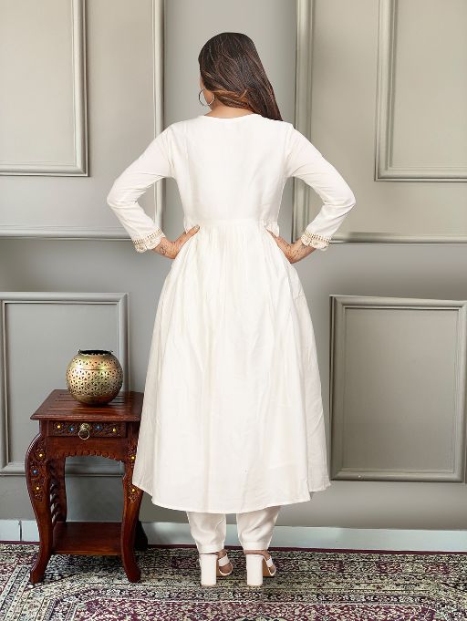 Women's Gorgeous Embroidery Chandrei Fabric Straight Kurta, Pant and Dupatta Set