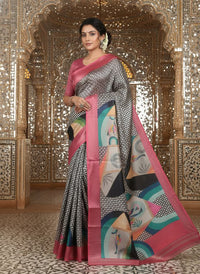 Pink Color Crepe Silk Fabric Designer Digital Printed Ethnic Festive Saree