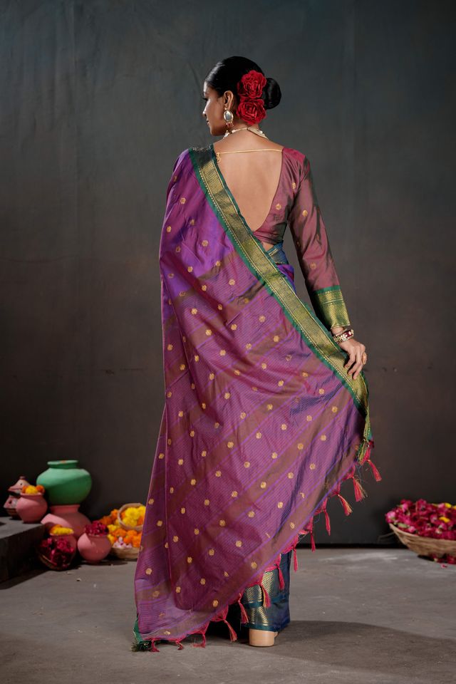 Purple Color Graceful Art Silk Fabric Woven Jacquard Designer Saree