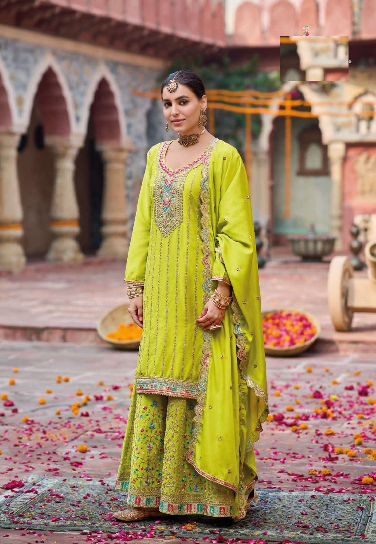 Free Size Full Stitched upto 42 Palazzo Wedding Suits