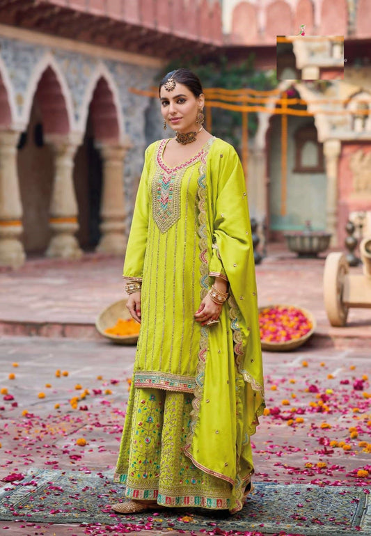 Free Size Full Stitched upto 42 Palazzo Wedding Suits