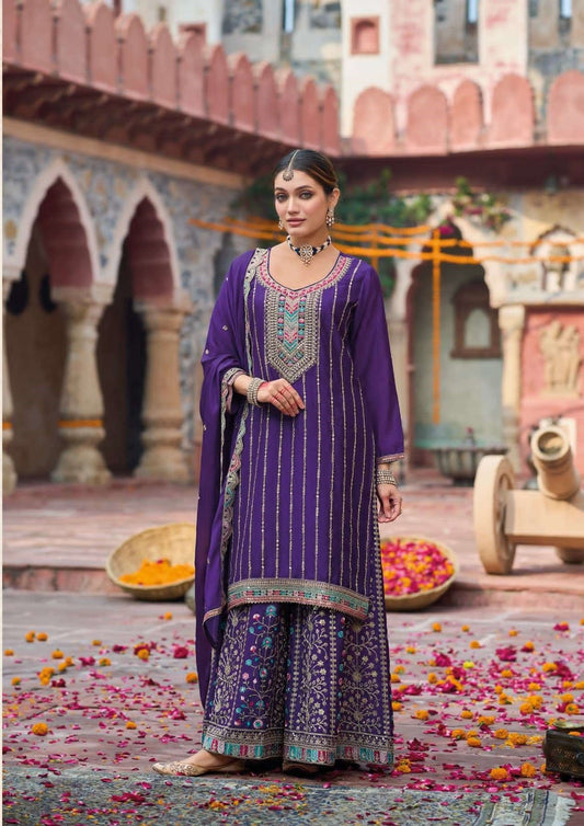 Free Size Full Stitched upto 42 Palazzo Wedding Suits