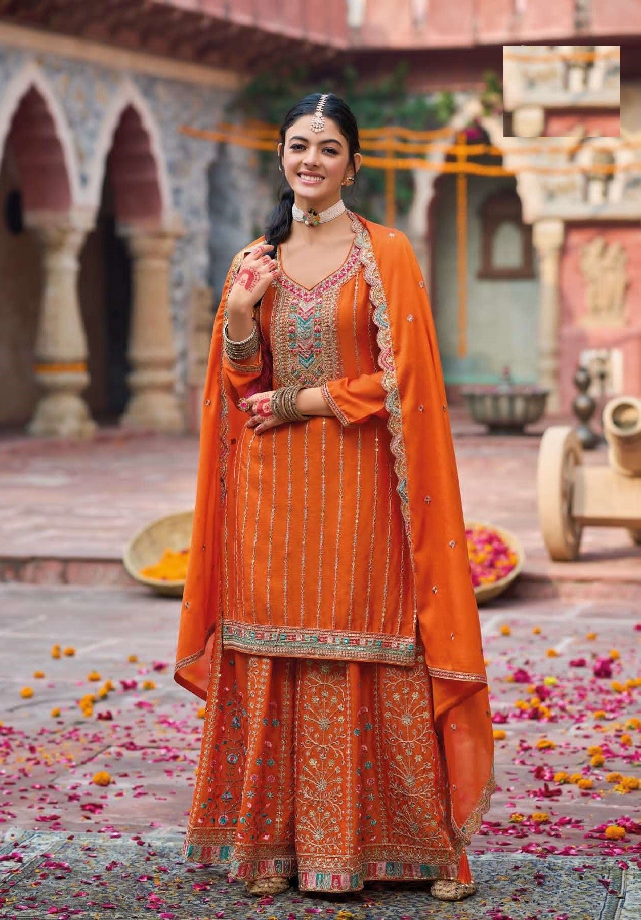 Free Size Full Stitched upto 42 Palazzo Wedding Suits