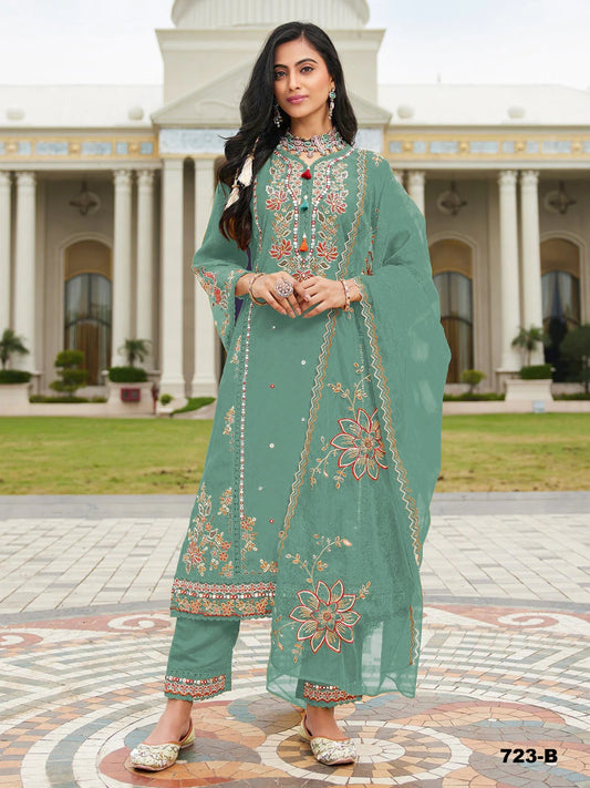 Heavy Cotton Embroidered Semi Stitched Suits