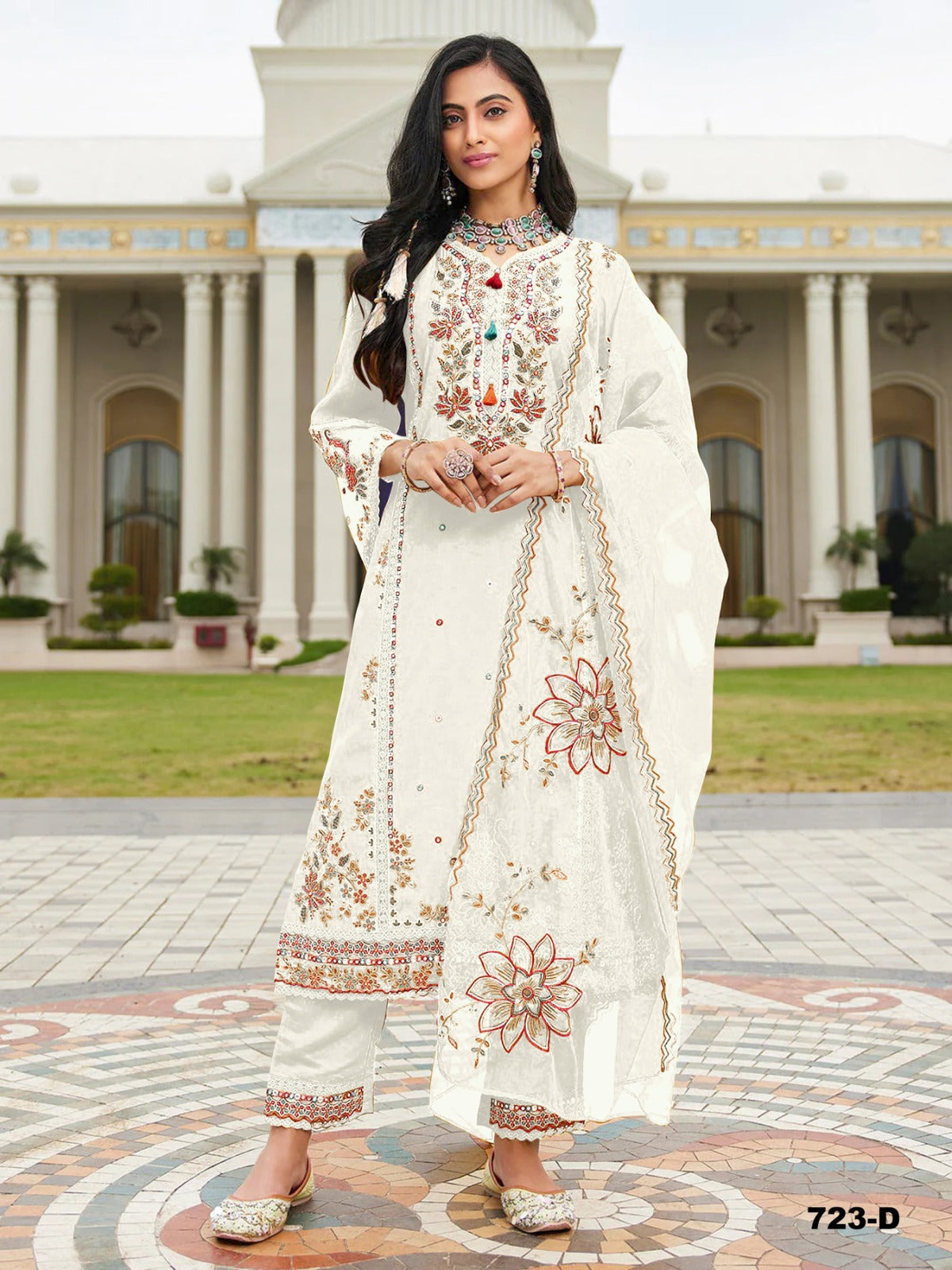 Heavy Cotton Embroidered Semi Stitched Suits