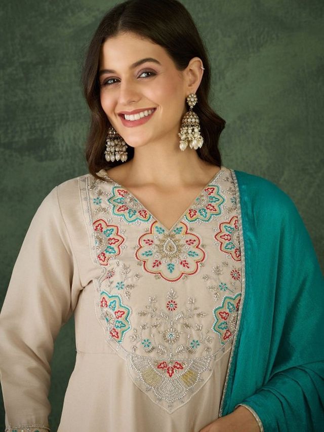 Chiku Color Rayon Fabric Designer Embroidery Work Graceful Partywear Suit