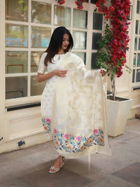 Women's Beautiful Viscose Jacquard Fabric Printed Work Straight Kurta Pant and Dupatta Set