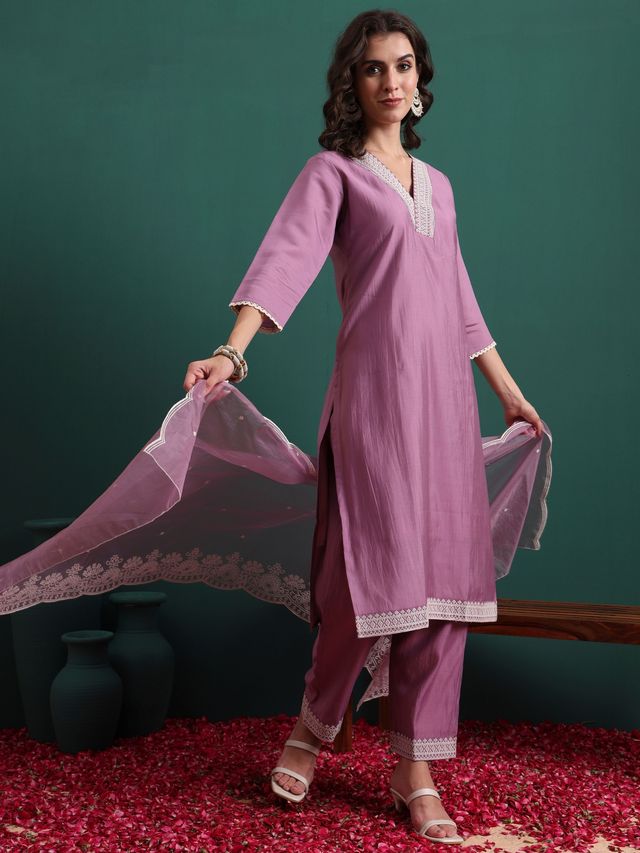 Lavender Color Beautiful Ethnic Suit For Classy Trendy Girl