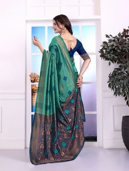 Rama Color Festive Special Traditional Art Silk Woven Designer Saree