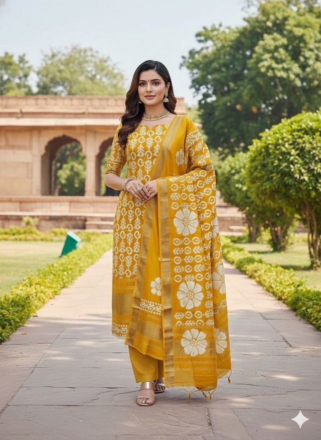 Mustard Color Beautiful Gajji Silk Fabric Ethnic Salwar Kameez