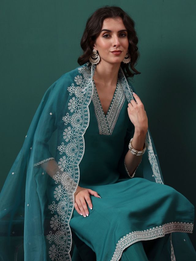 Pine Green Color Beautiful Ethnic Suit For Classy Trendy Girl