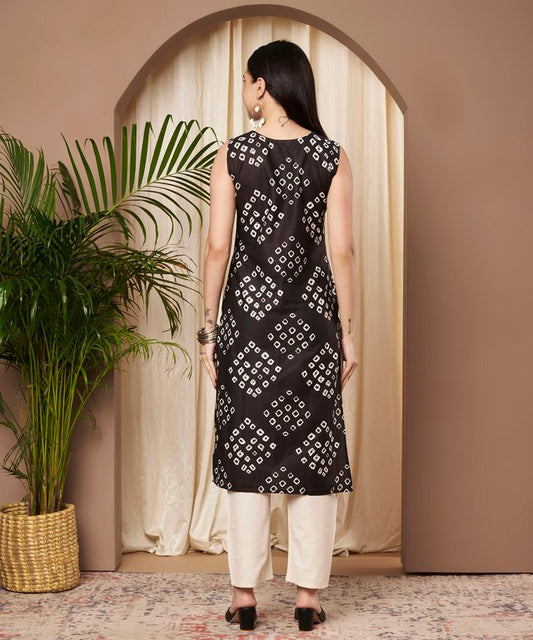 Black Color Cotton Fabric Designer Printed Stylish Formal Kurta