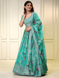 Blue Color Organza Fabric Designer Bollywood Looks Lehenga Choli