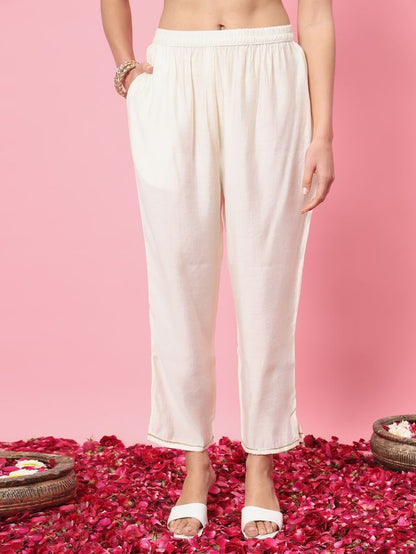 White Color Silk Blended Ethnic Partywear Ceremonial Suit