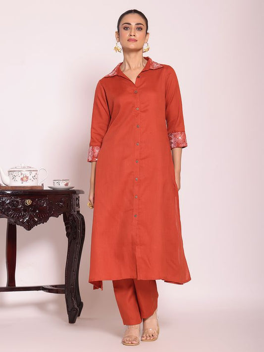 Rust Color Beautful Poly Silk Fabric Stylish Partywear Attire For Girls